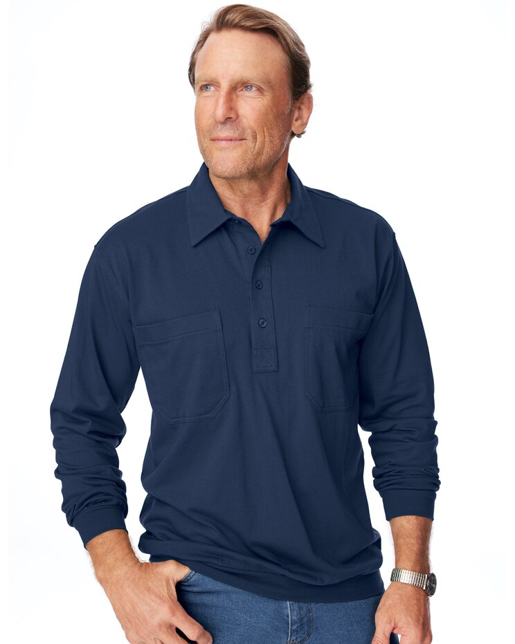 John Blair Long-Sleeve Banded-Bottom Polo image number 1
