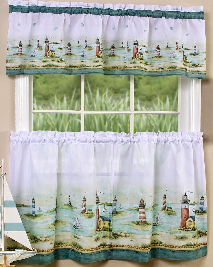 Hamptons Tier and Valance Window Curtain Set image number 1