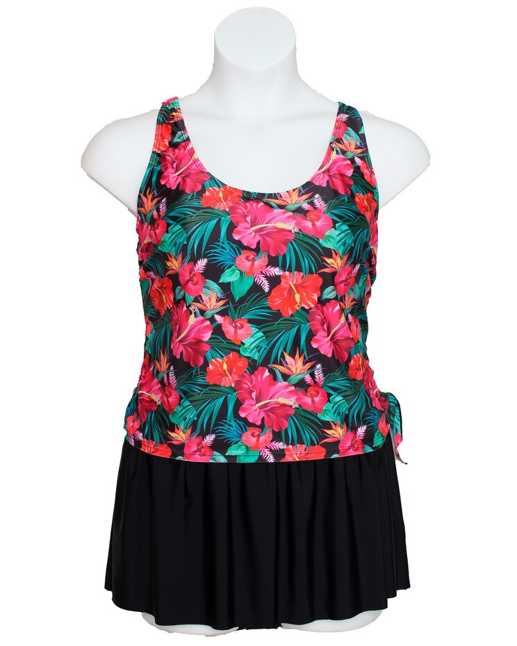 Simply Fit Plus Fashion One Piece Faux Skirtini Swimdress image number 1