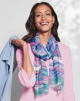 Watercolor Stripe Oblong Scarf thumbnail number 1