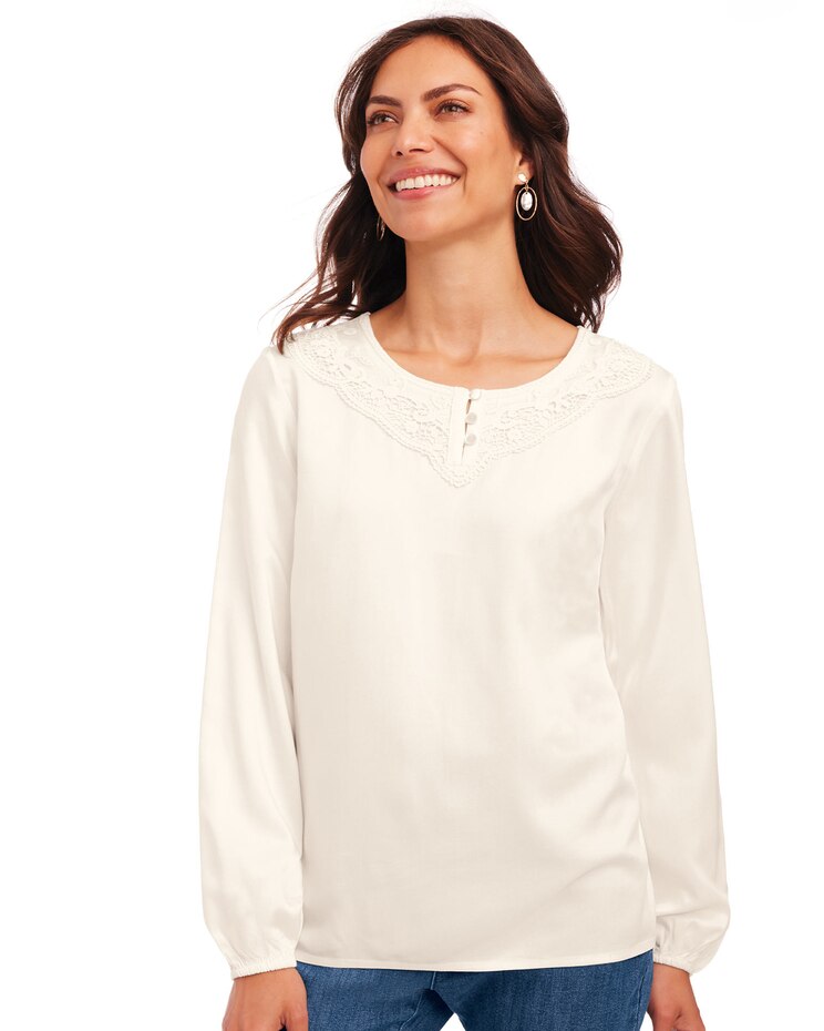 Lace Neckline Top image number 1