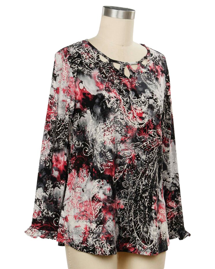 Southern Lady Long Sleeve Rachel Print Top image number 1