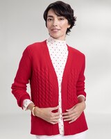 Cozy Cotton Mixed-Stitch Open Cardigan Sweater thumbnail number 1