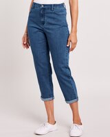 DenimEase™ Back Elastic Girlfriend Cropped Jeans thumbnail number 1