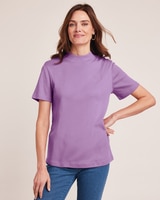 Essential Knit Short-Sleeve Mockneck Top thumbnail number 2