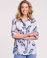 Haband Women's Printed 3/4-Sleeve Poplin Wonder Blouse thumbnail number 1