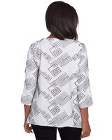 Alfred Dunner® Wild At Heart Geometric Woven Top with Necklace thumbnail number 2