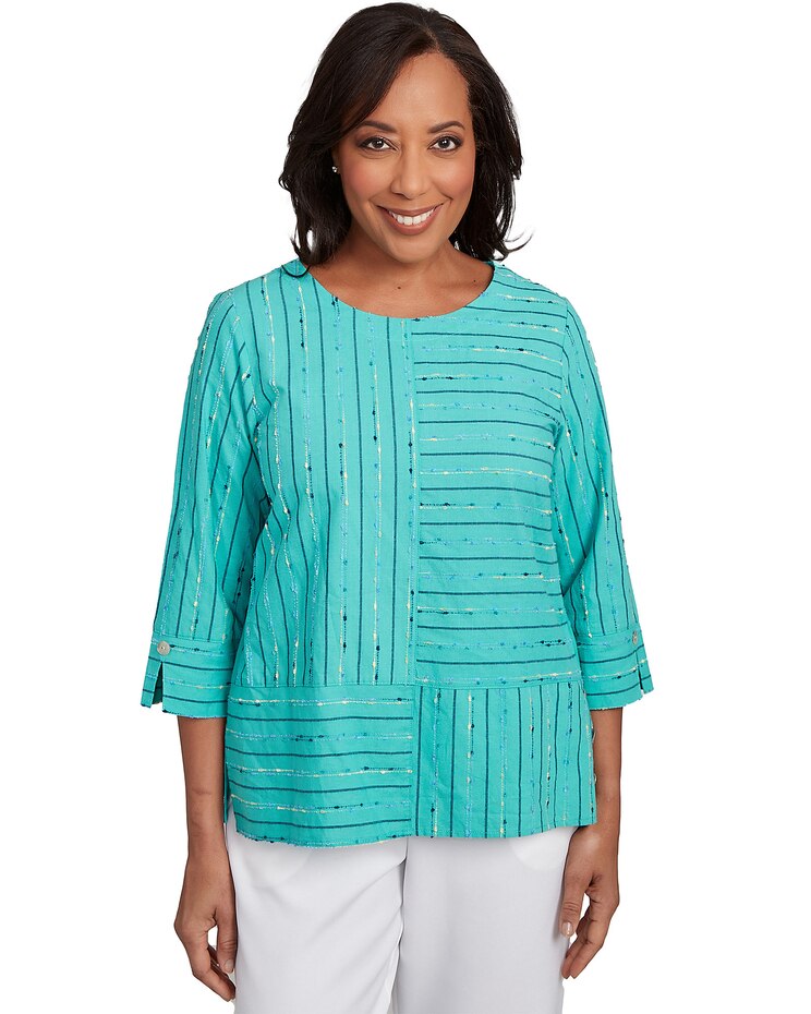 Alfred Dunner® Nantucket Spliced Jacquard Texture Top image number 1