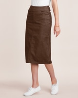 DenimEase™ Flat Waist Midi Skirt thumbnail number 1