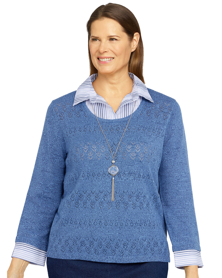 Alfred Dunner® Shenandoah  Valley  Pointelle Sweater image number 1