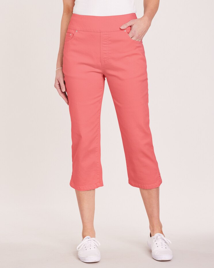 DenimEase Flat-Waist Capris image number 1
