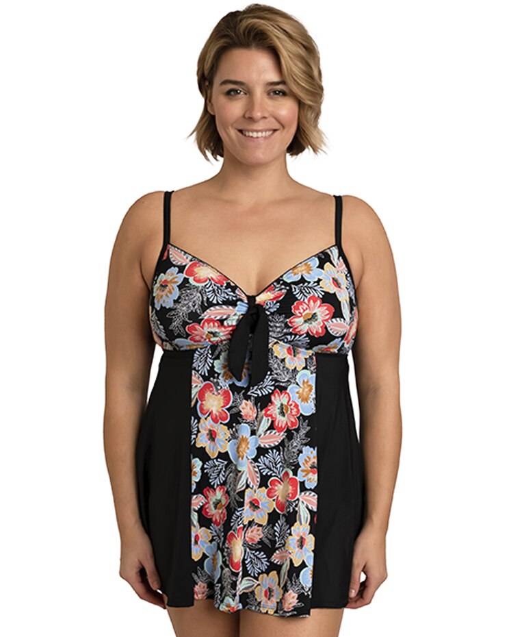 Fit 4 U Makenna Blocked Vintage Tie Front Dress image number 1