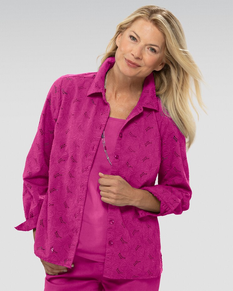 Cotton Embroidered Eyelet Shirt image number 1