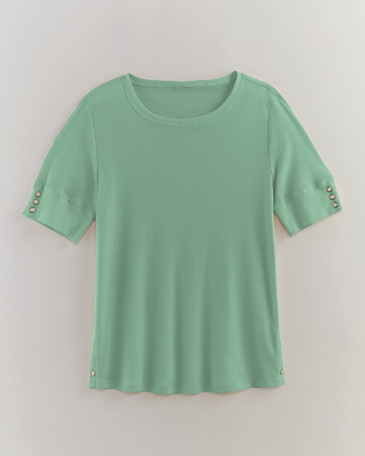 Ribbed Button Trim Top image number 4