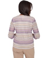 Alfred Dunner® Charm School Sparkling Zig Zag Stripe Top thumbnail number 2