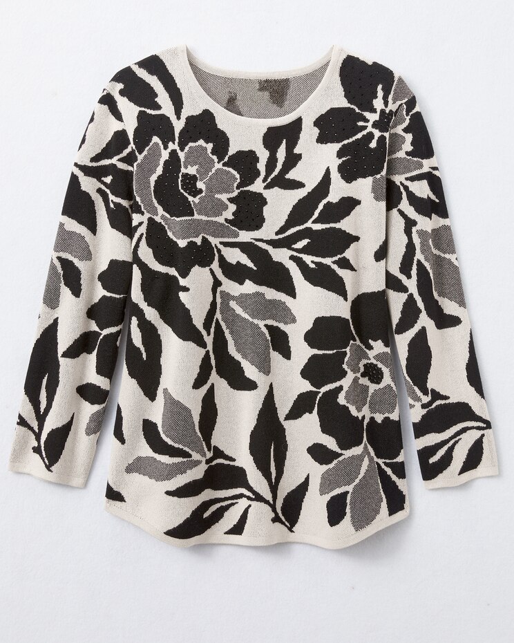 Floral Jacquard Sweater by Alfred Dunner image number 3
