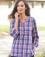 Cotton Plaid Y-Neck Popover thumbnail number 1