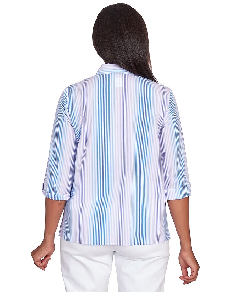 Alfred Dunner® Chevron Stripe Button Down Top image number 3