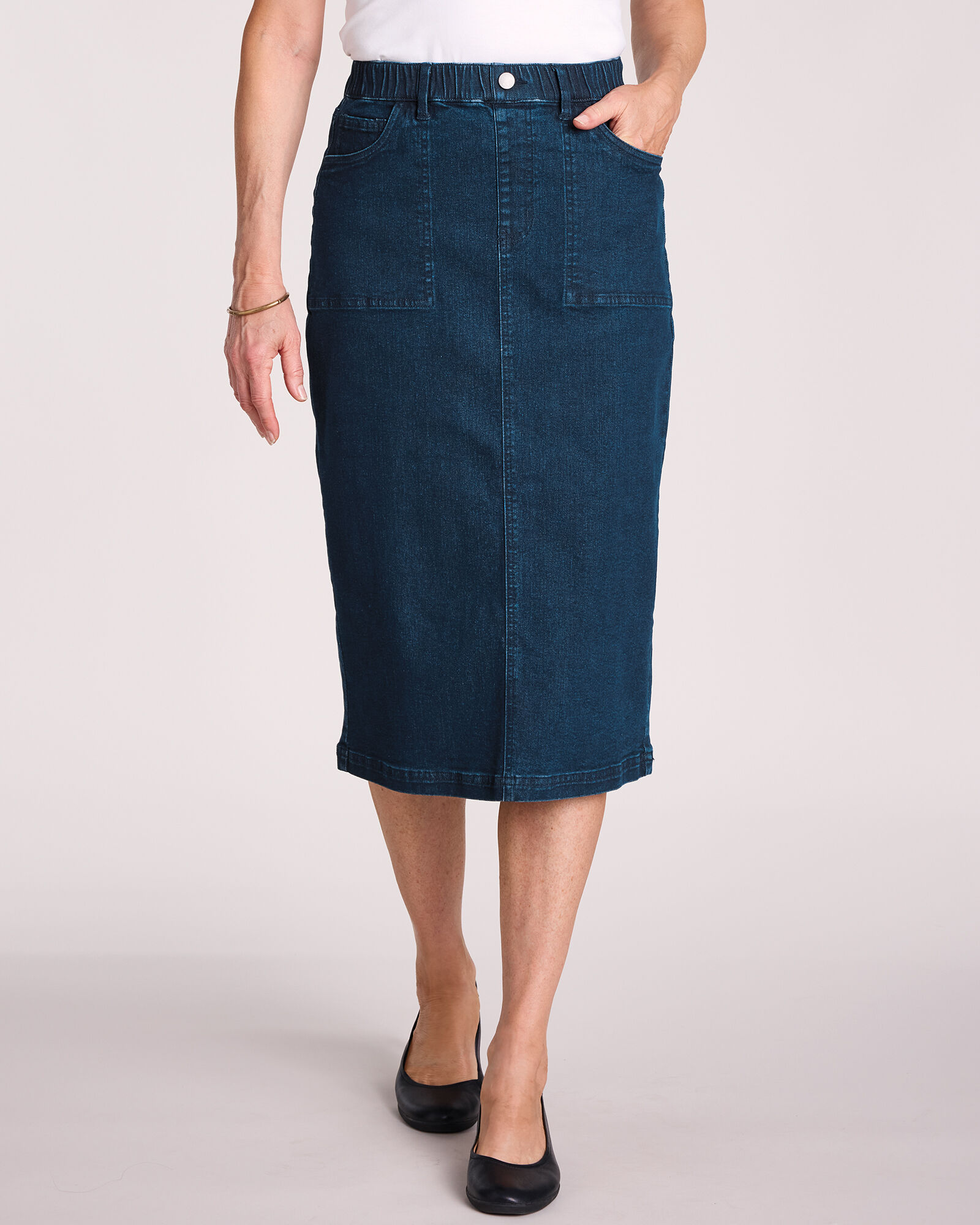 DenimEase Flat Waist Skirt Blair