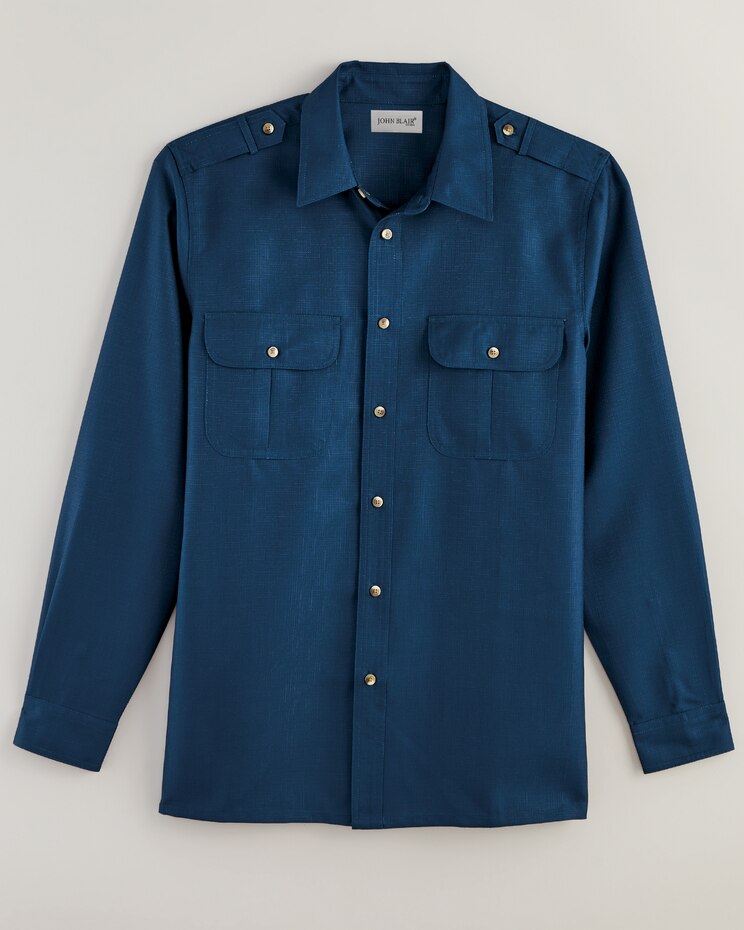 John Blair® Long-Sleeve Linen-Look Pilot Shirt image number 2