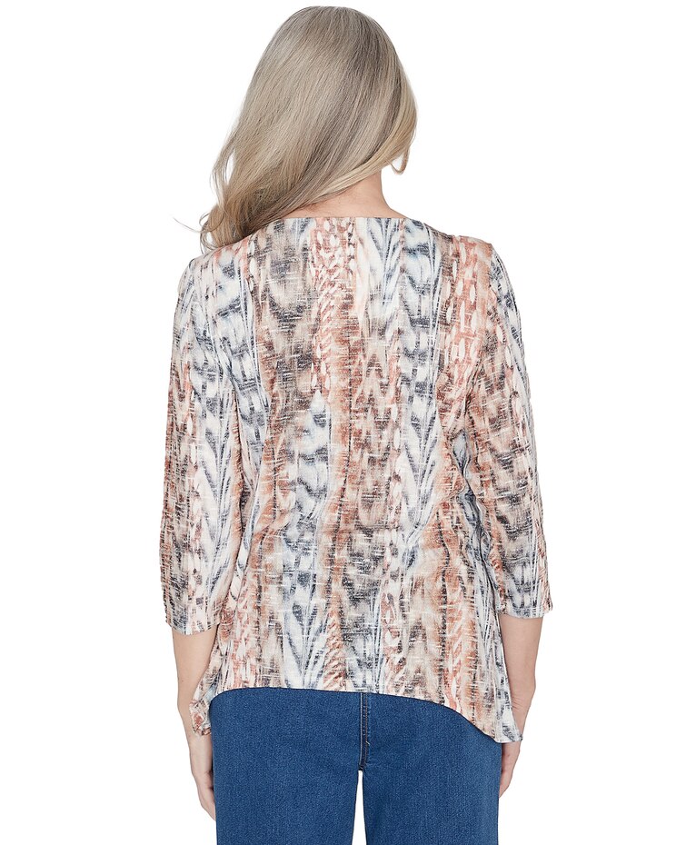 Alfred Dunner® Classics Vertical Animal Print Top With Necklace image number 2