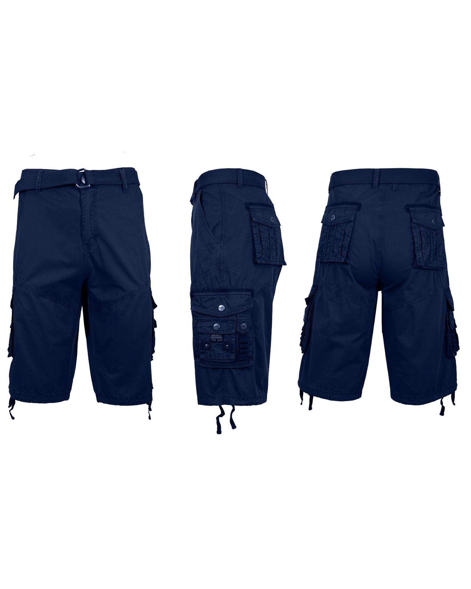 Men s Belted Cargo Shorts With Twill Flat Front Washed Utility Pockets