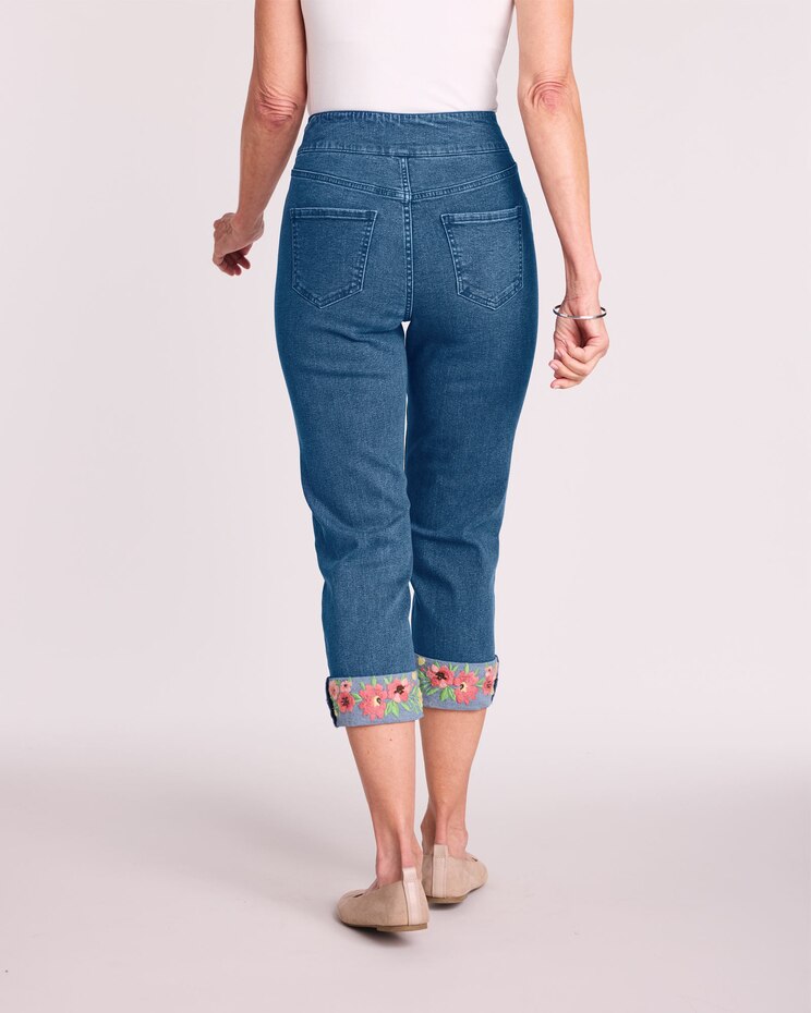DenimEase Embroidered Cuff Jeans image number 3