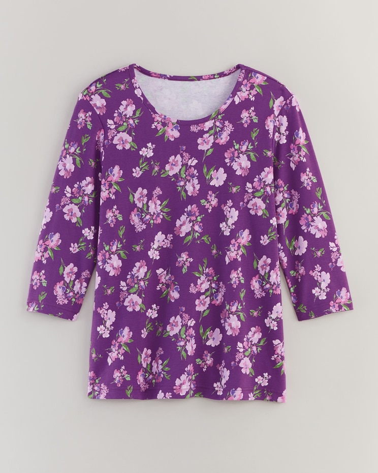 Essential Knit Three-Quarter Sleeve Tee image number 3