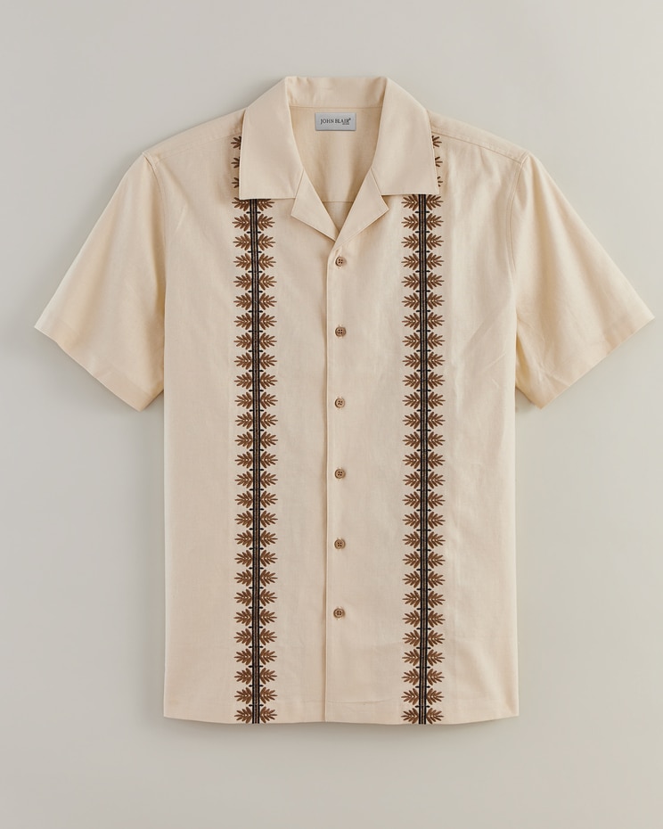 John Blair® Linen Blend Embroidered Shirt image number 4