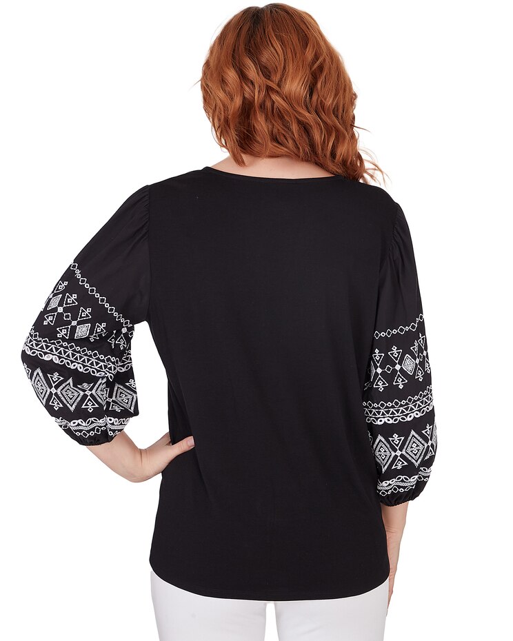Ruby Rd® Pattern Play Knit Solid Top Combo image number 2