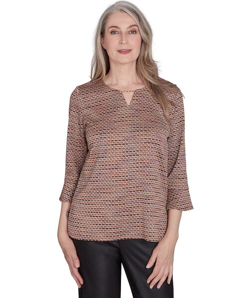 Alfred Dunner® Rue Rivoli Beaded Split Neck Space Dye Top