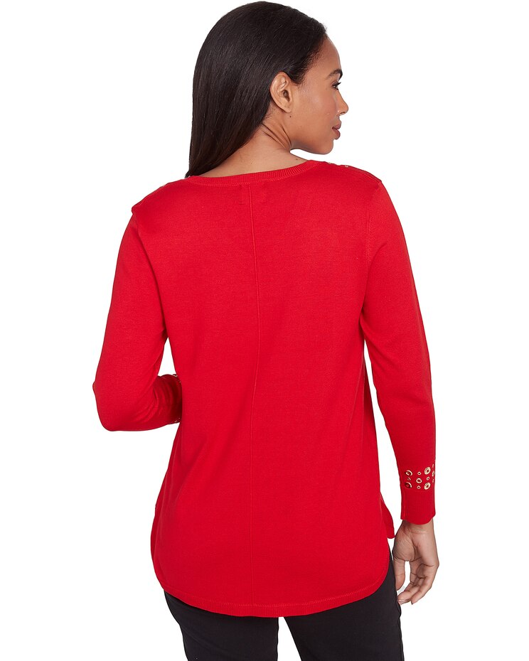 Ruby Rd® Berry Glam Emb Vneck Pullover Sweater image number 2