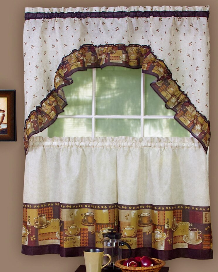 Printed Tier and Swag Window Curtain Set image number 1