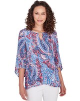 Ruby Rd® Red White New Woven Bar Turkish Top thumbnail number 1