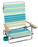 RIO Teal Stipe Classic 5 position lay flat chair w/ fold down towel bar thumbnail number 1