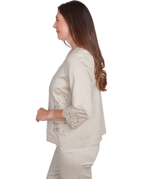 Alfred Dunner® Coming Up Roses Floral Cut Out Sateen Jacket