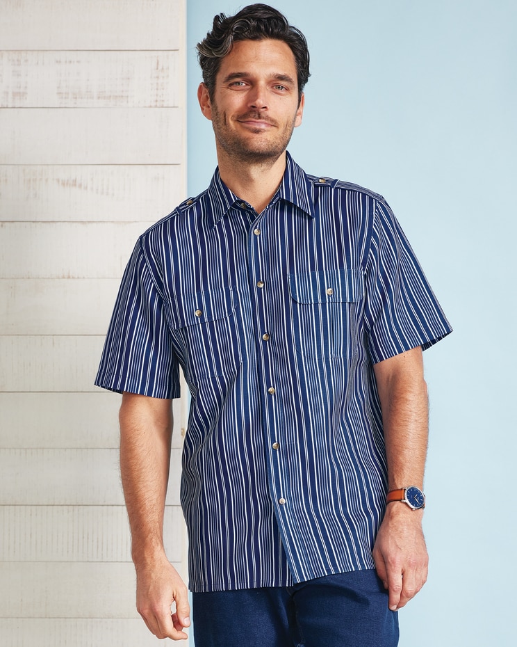 John Blair® Short-Sleeve Linen-Look Pilot Shirt image number 1