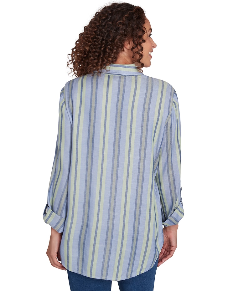 Ruby Rd® Paisley Patch Woven Stripe Embroidered Top image number 2