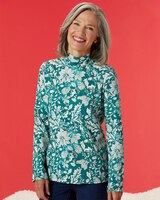 Essential Cotton Poinsettia-Print Mockneck thumbnail number 1