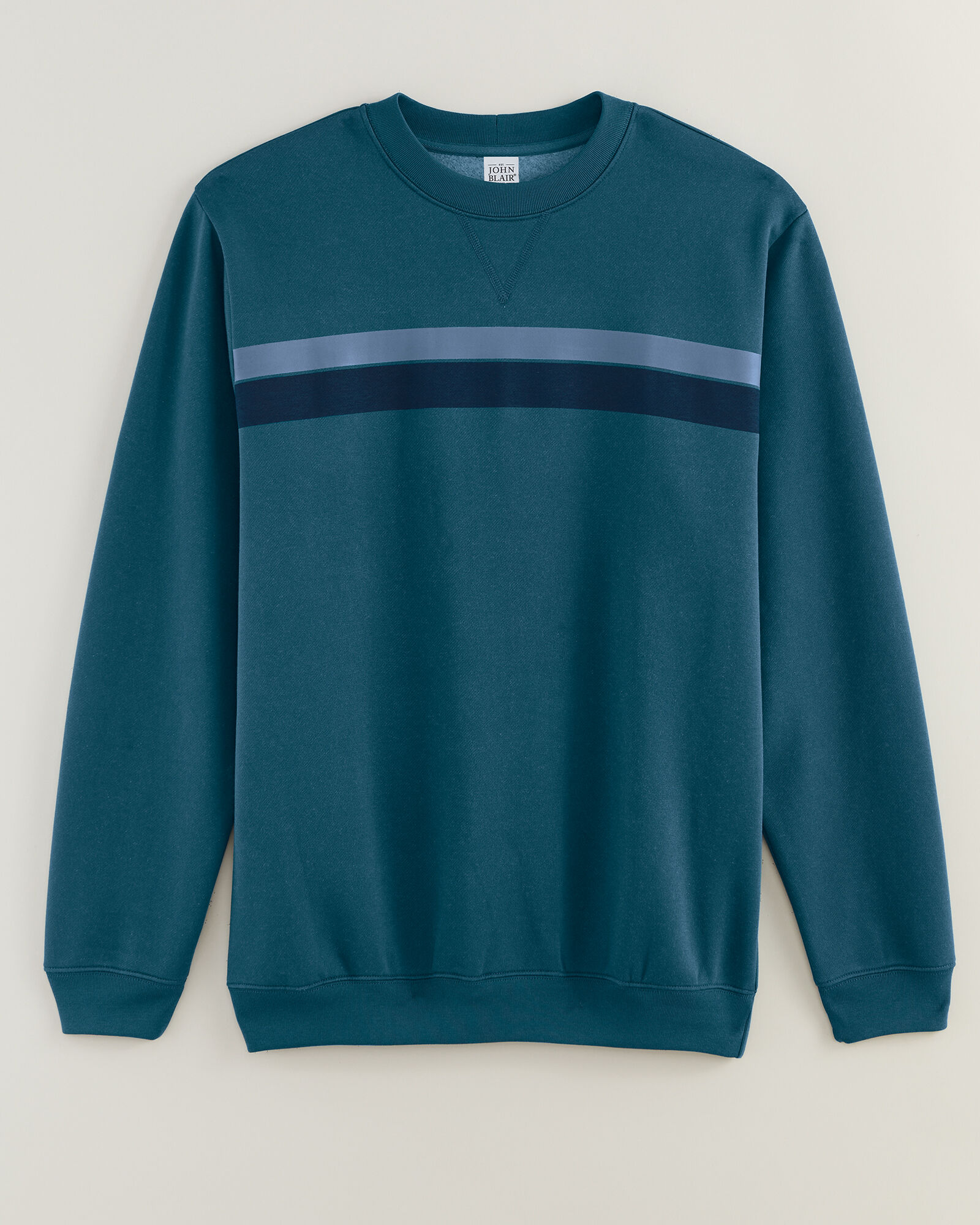 John Blair Supreme Fleece Long Sleeve Stripe Sweatshirt Blair
