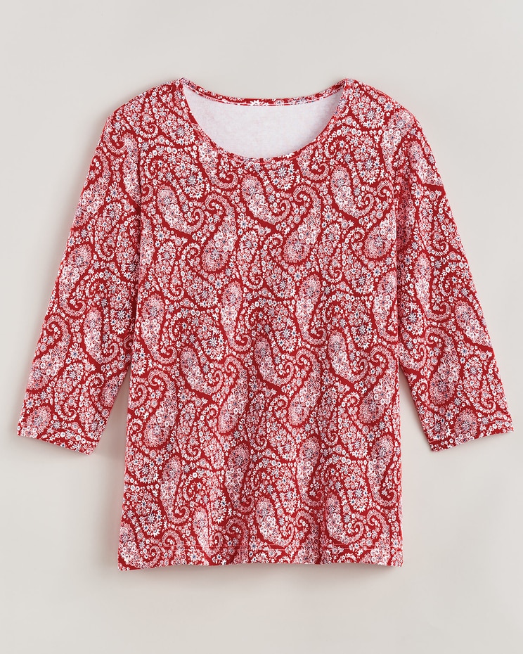 Essential Knit Three-Quarter Sleeve Tee image number 1
