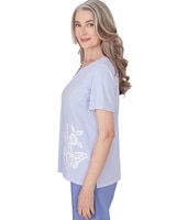 Alfred Dunner® Summer Breeze Mini Stripes Tee with Butterfly Lace Detail thumbnail number 4