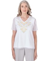 Alfred Dunner® Charleston Embroidered Top With Lace Sleeves thumbnail number 1