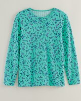 Print Long Sleeve Pointelle Henley Top thumbnail number 1