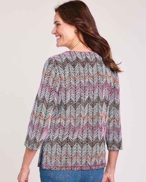 Alfred Dunner® Telluride Chenille Zig Zag Knit Top