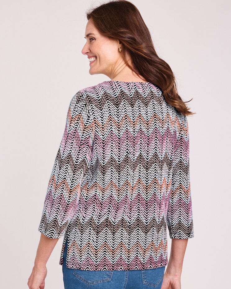Alfred Dunner® Telluride Chenille Zig Zag Knit Top image number 3