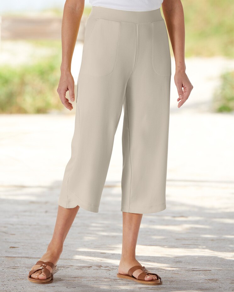 Tulip-Hem Everyday Knit Capris image number 1