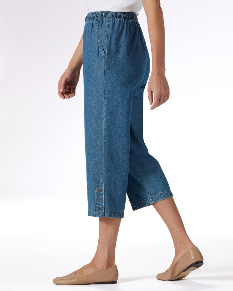 Denim Tab-Front Capris image number 4