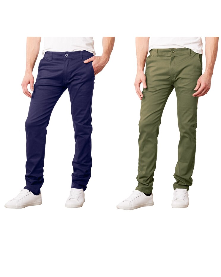 Galaxy By Harvic Slim-Fit Stretch Cotton Chino Casual Pants-2 Pack image number 1