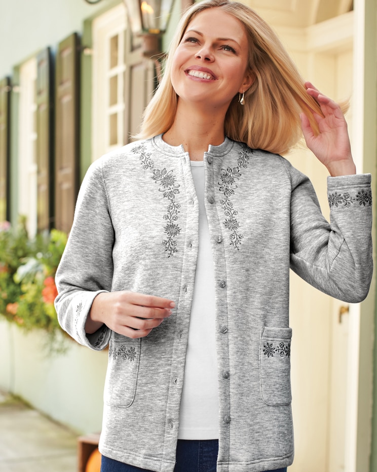 Embroidered Fleece Cardigan image number 1